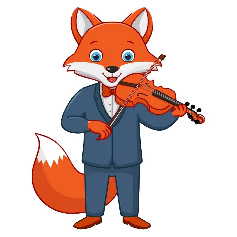 A fox playing the violin