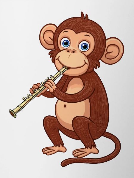 A monkey playing the flute