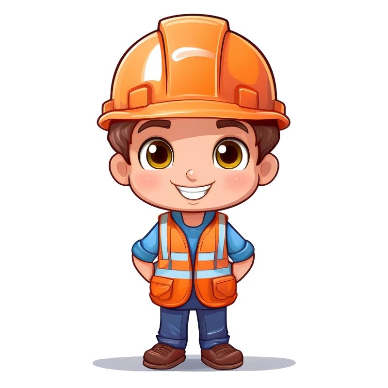 Bauarbeiter mit Sicherheitshelm und Weste