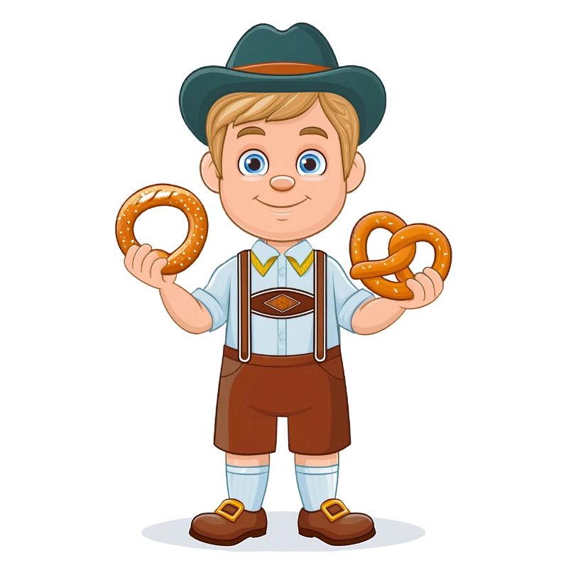 Illustration – Bayer mit Lederhose und Brezel
