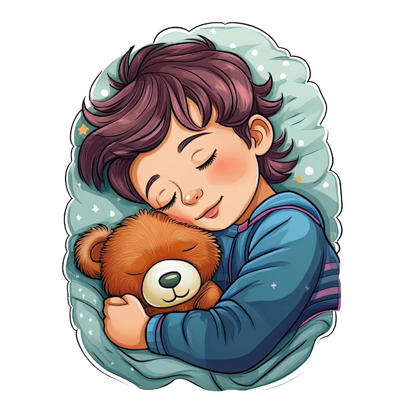 Schlafendes Kind mit Teddy