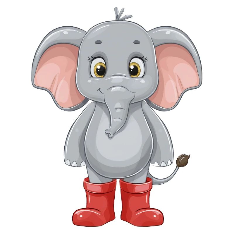 Elephant with red rubber boots