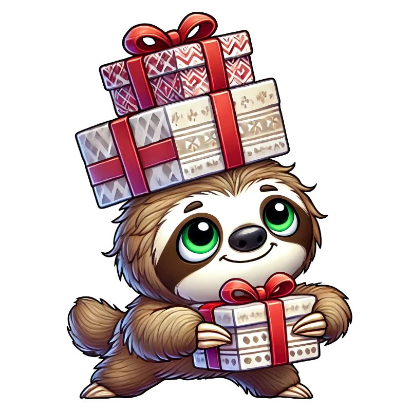 Santa Claus Sloth Christmas Time Celebration