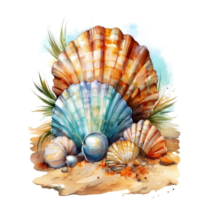 Shells in the sand on the beach