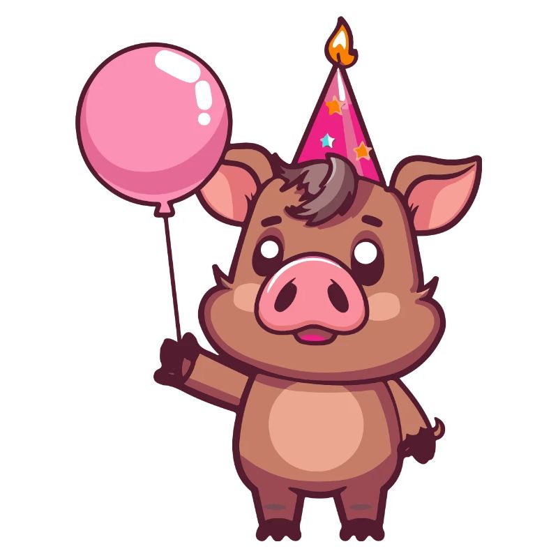 Cochon Anniversaire Bande Dessinée Mignon Sanglier