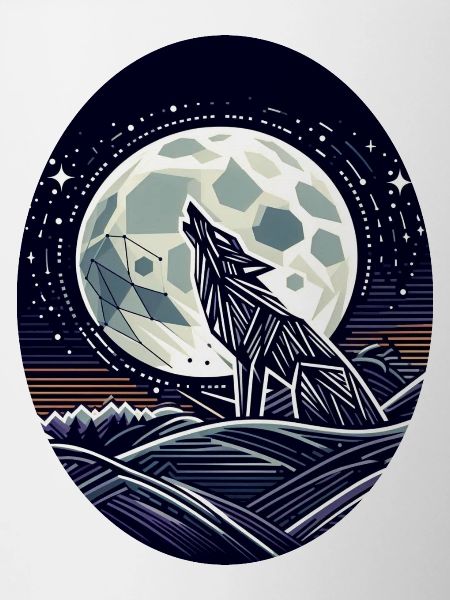 Geometric Wolf and Full Moon