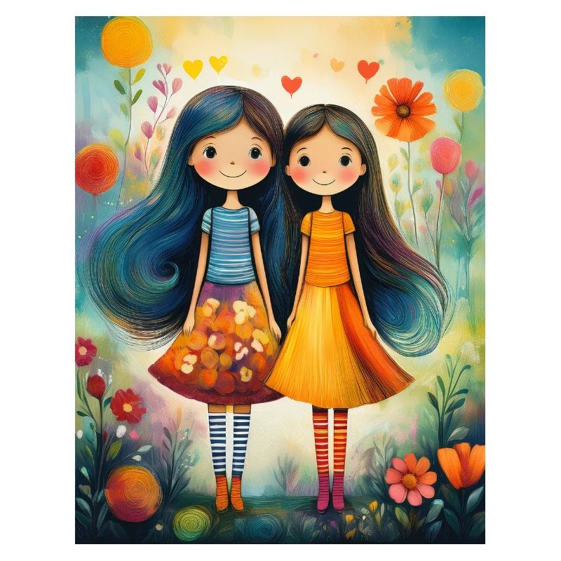 Lächelnde Mädchen mit Blumendekor