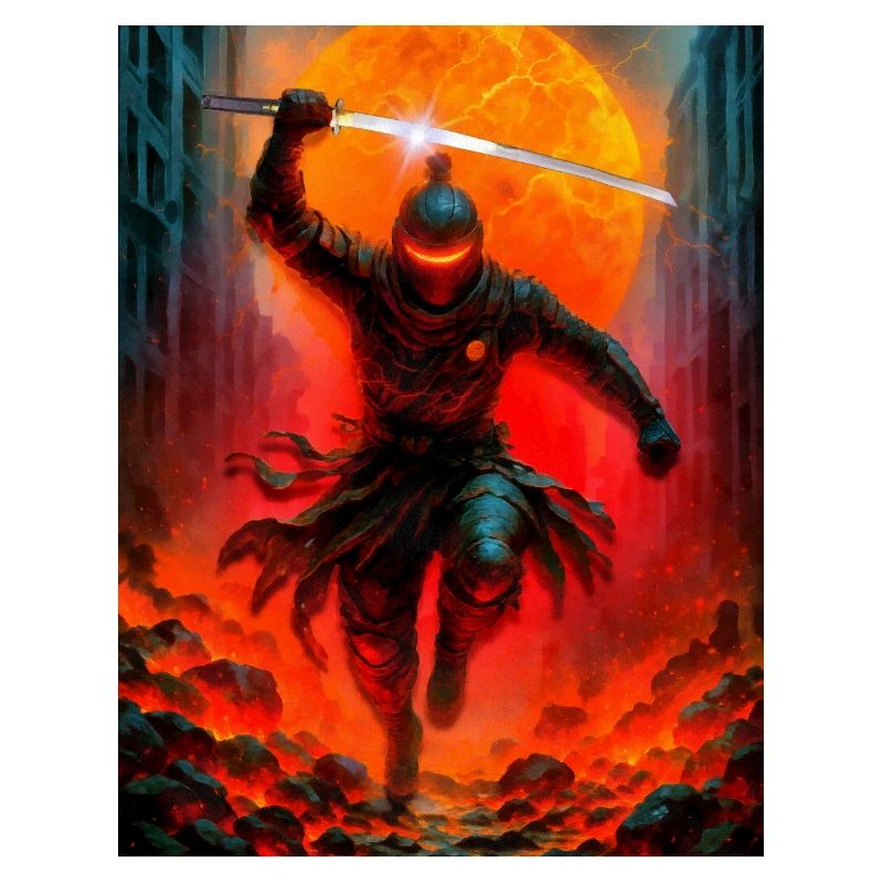 Fiery ninja in battle