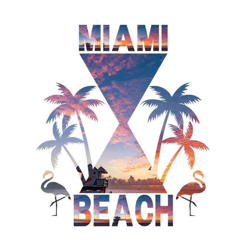 Miami Beach Sunset Silhouette Design