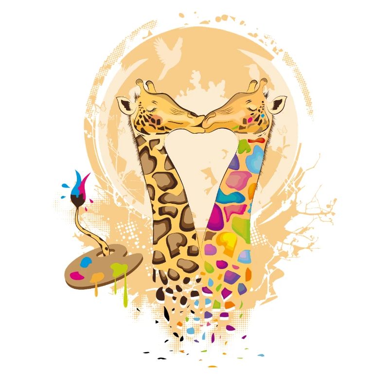 Bunte verliebte Giraffen im Graffiti Stil