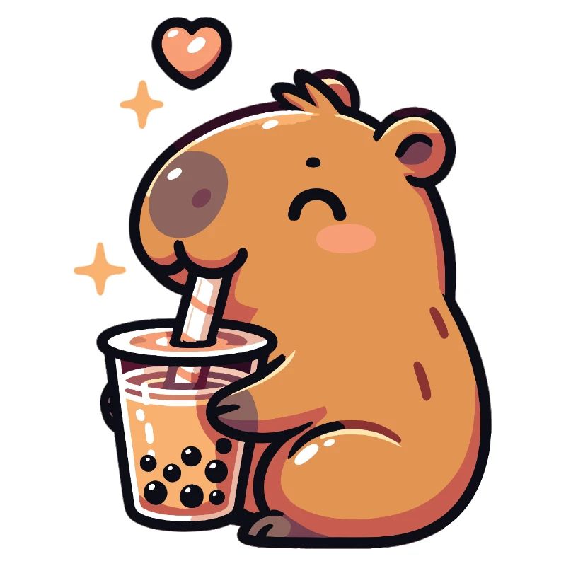 Capybaras trinkt Bubble Tea kawaii Boba Capybara