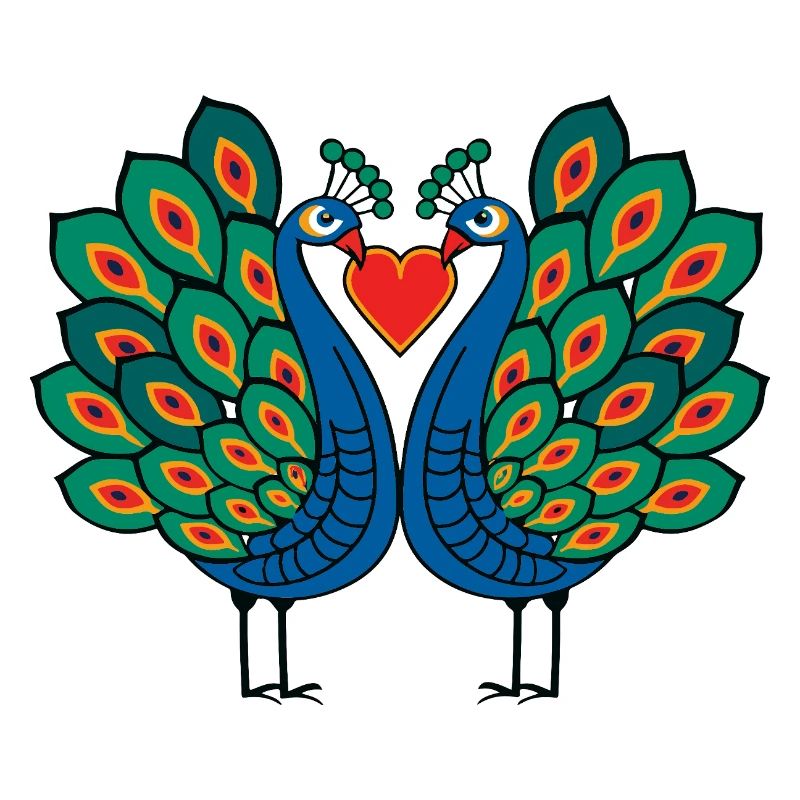 Couple d’oiseau paon e Saint-Valentin