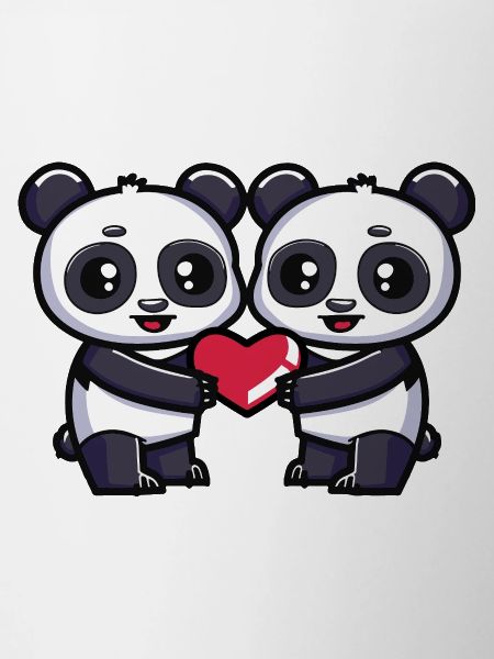 Panda Couple Heart