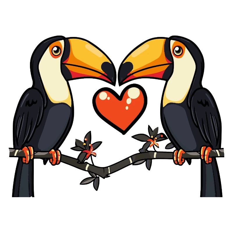 Toucan oiseau couple e Saint-Valentin