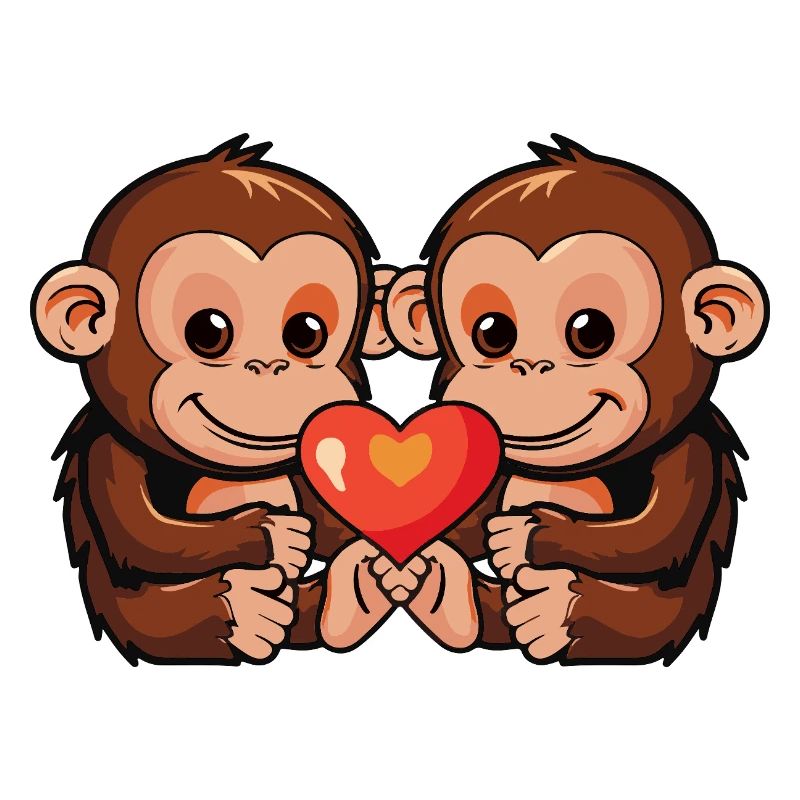 Affe Paar Herz Valentinstag