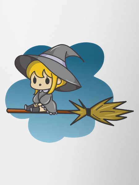 Kawaii style flying witch