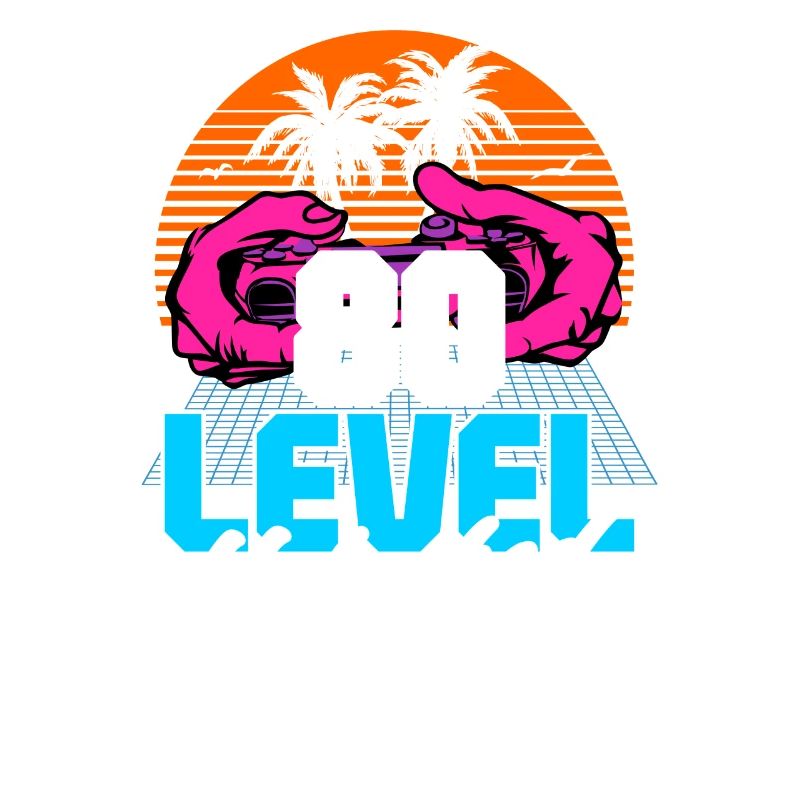 Level 80 Unlocked 80th Birthday Gamer 80s retro