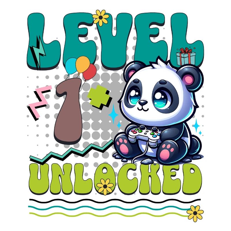 1st Birthday Level Unlocked Gaming Panda