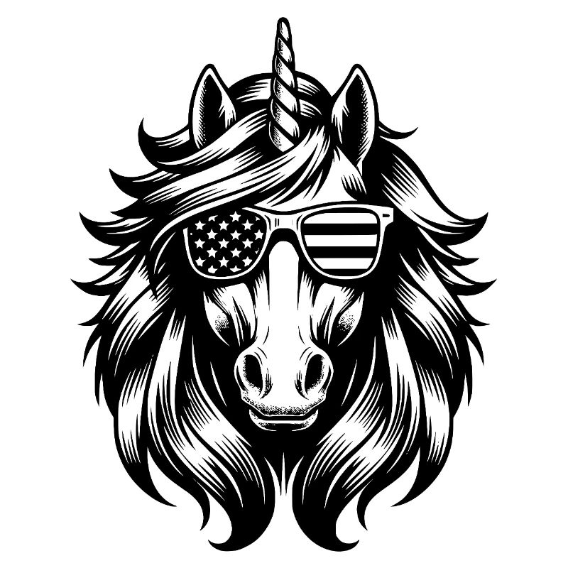 USA Einhorn mit Sonnenbrille