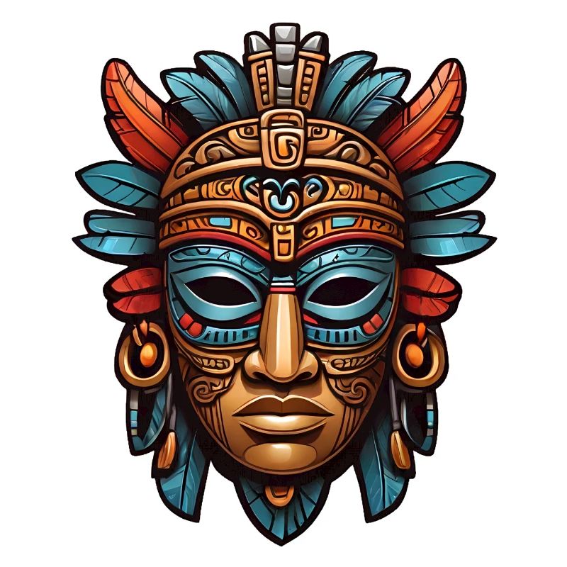 Ornate Carved Aztec, Mayan, Inca Mask
