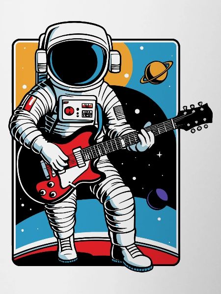 Retro Electric Guitarist Astronaut