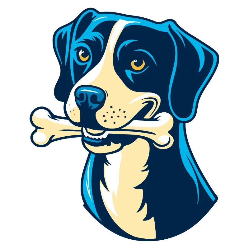 Cute dog with bones in comic style