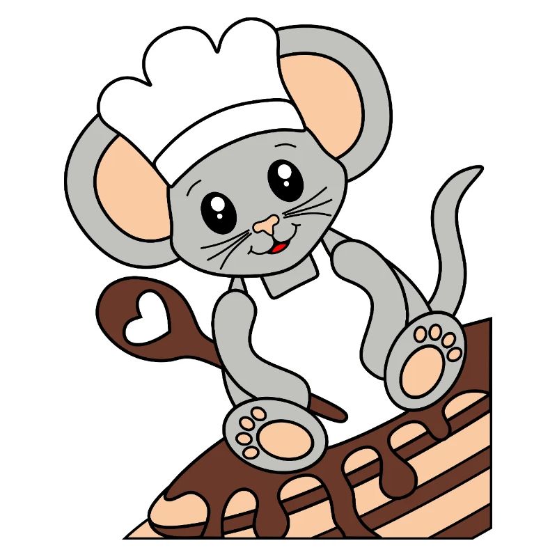 Mouse cook on pancakes