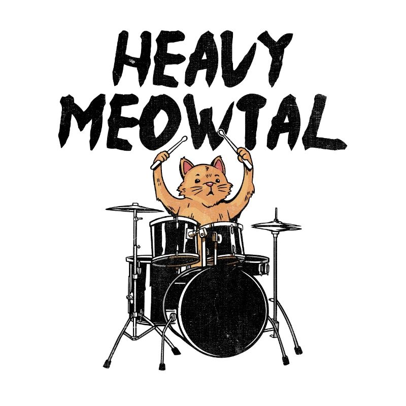 Heavy Meowtal Drumming Drum Drummer Cat Lover