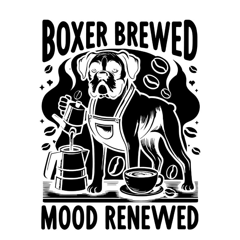 Boxer Brewed Mood Renewed Caffeine Lover Dog