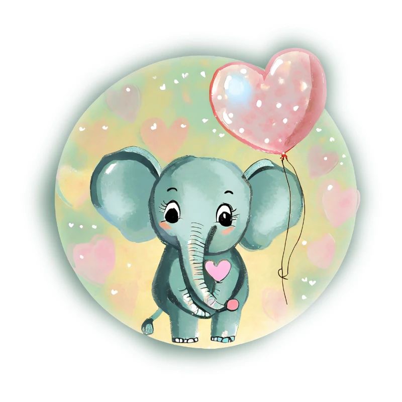 Süßes Elefantenbaby mit Luftballon - Geschenkidee
