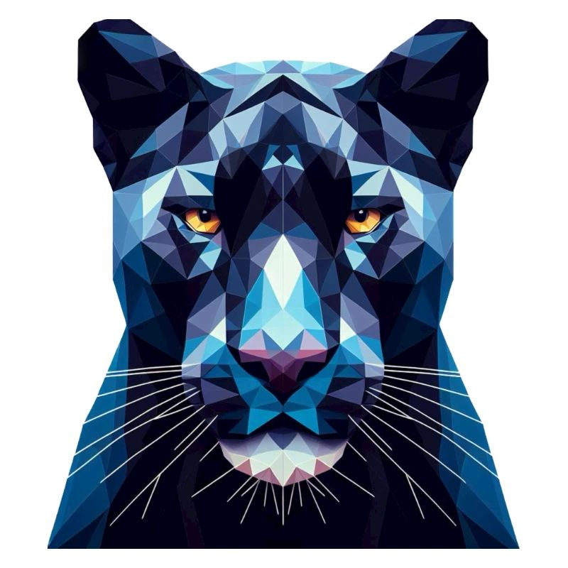 Ein blauer Panther im Polygon-Stil
