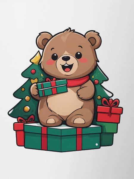 Cute bear celebrating Christmas.