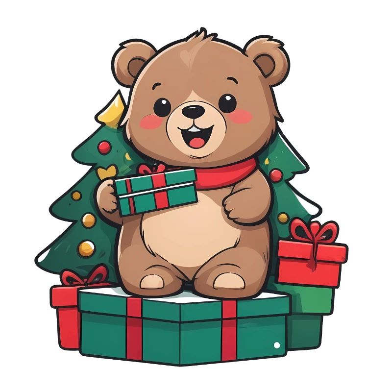 Cute bear celebrating Christmas.