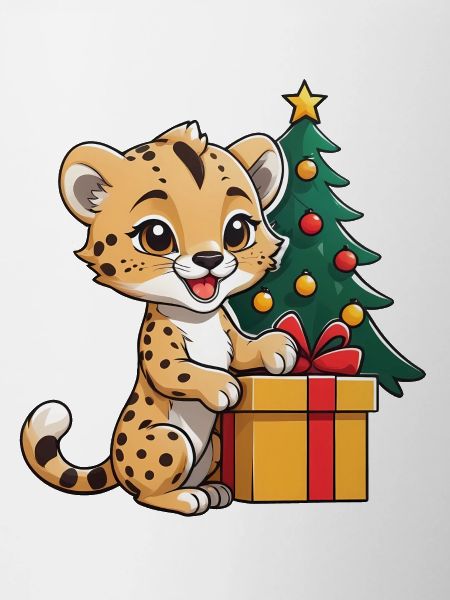 Mignon léopard célébrant Noël.