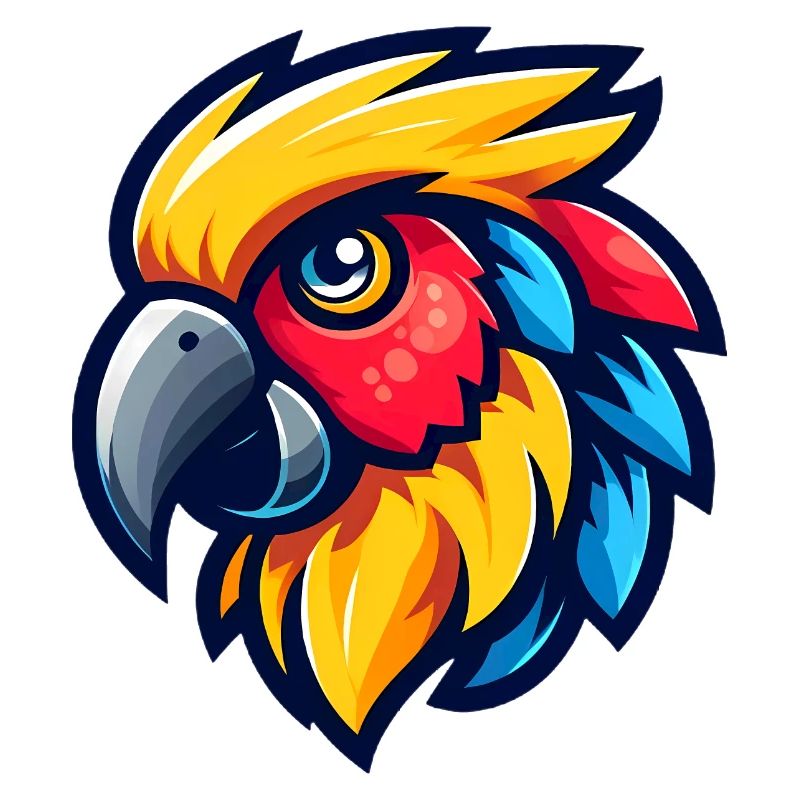 Vibrant Cartoon Parrot Head Design