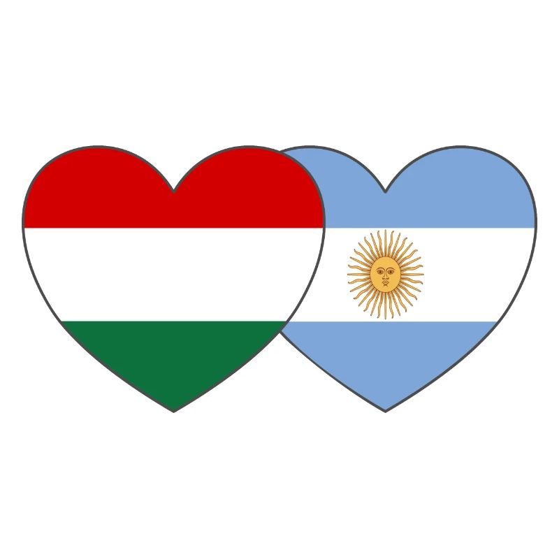 Hungary Argentina Flag Heart