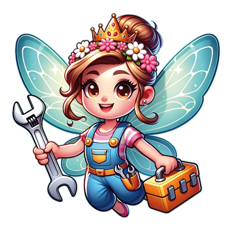 Mignon petite fée avec des outils