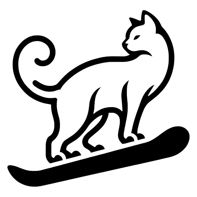 Cat Snowboard Snowboarder Minimalist