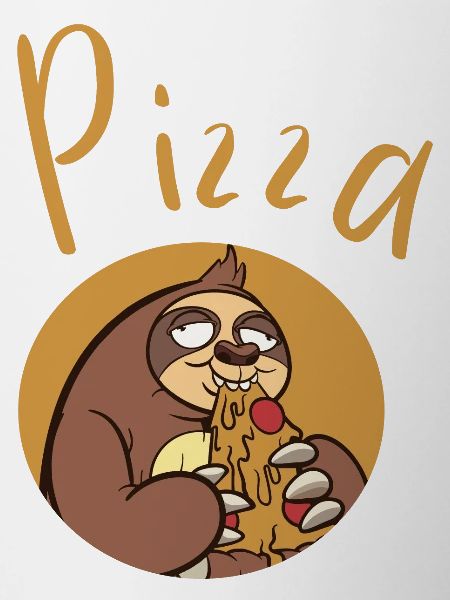 Fun sloth with pizza