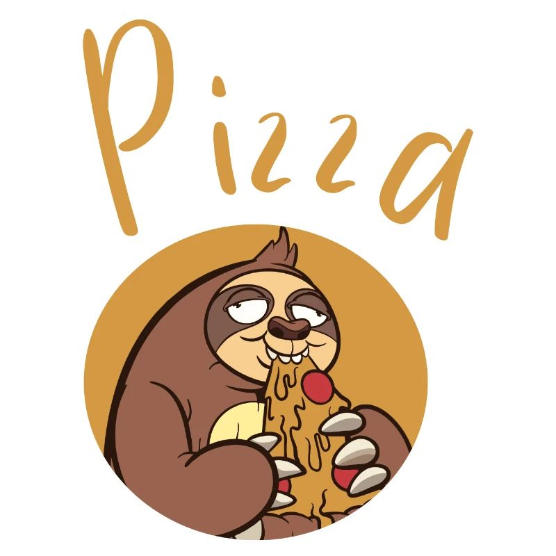 Fun sloth with pizza