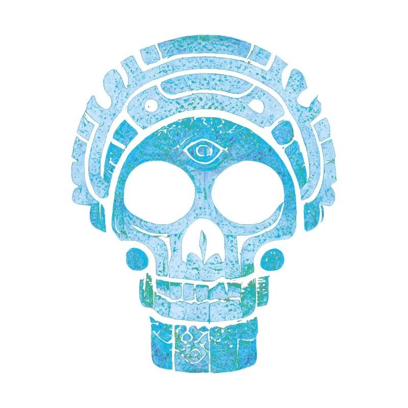 Blue Mayan skull