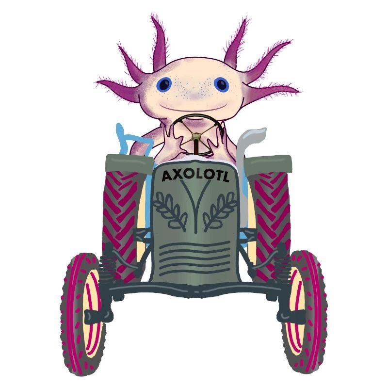 Iconic Axolotl Drives Tractor