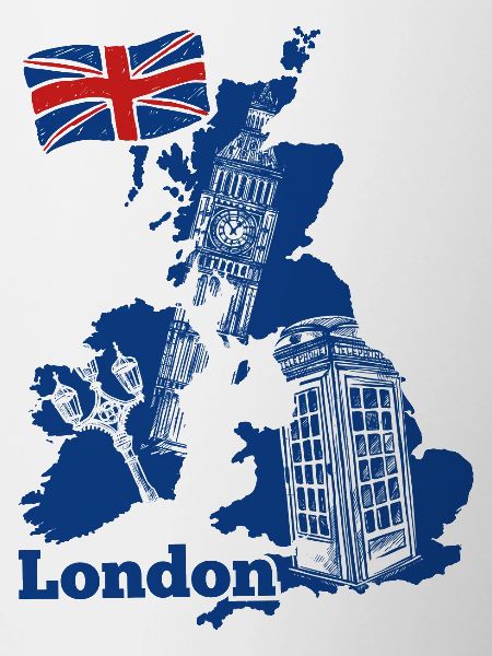 London Skyline Blue Map Tee