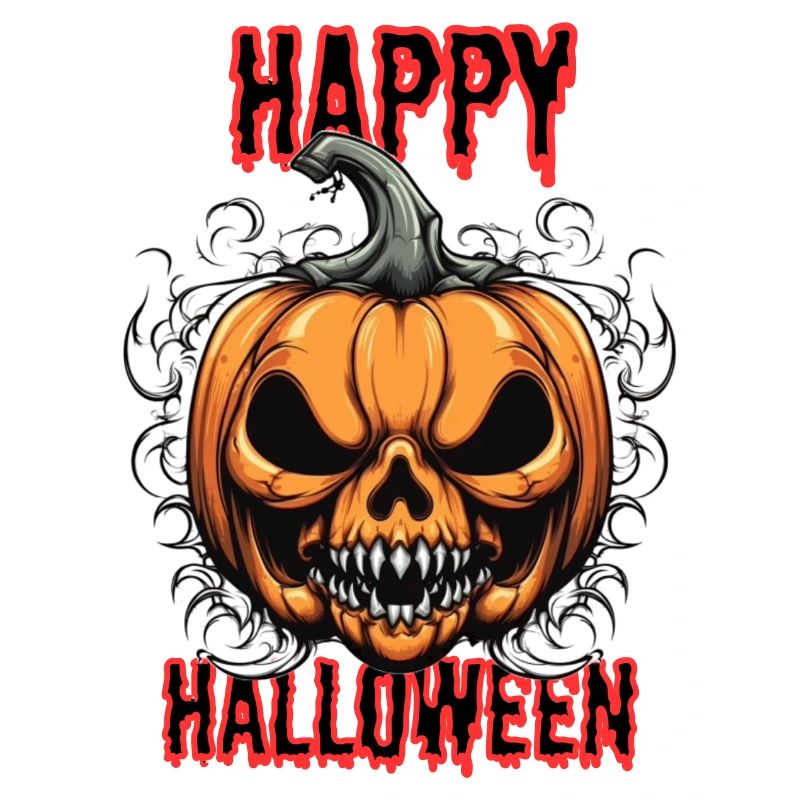 Creepy pumpkin head with horror charm