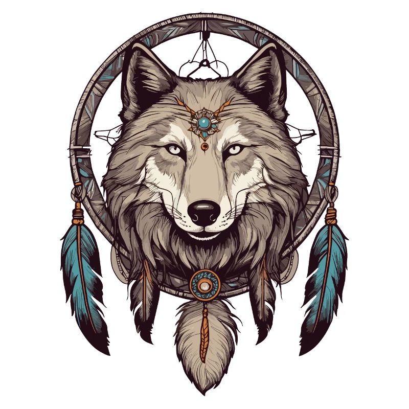 Dream catcher with wolf