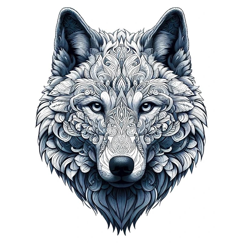 Loup décoré de Mandalas