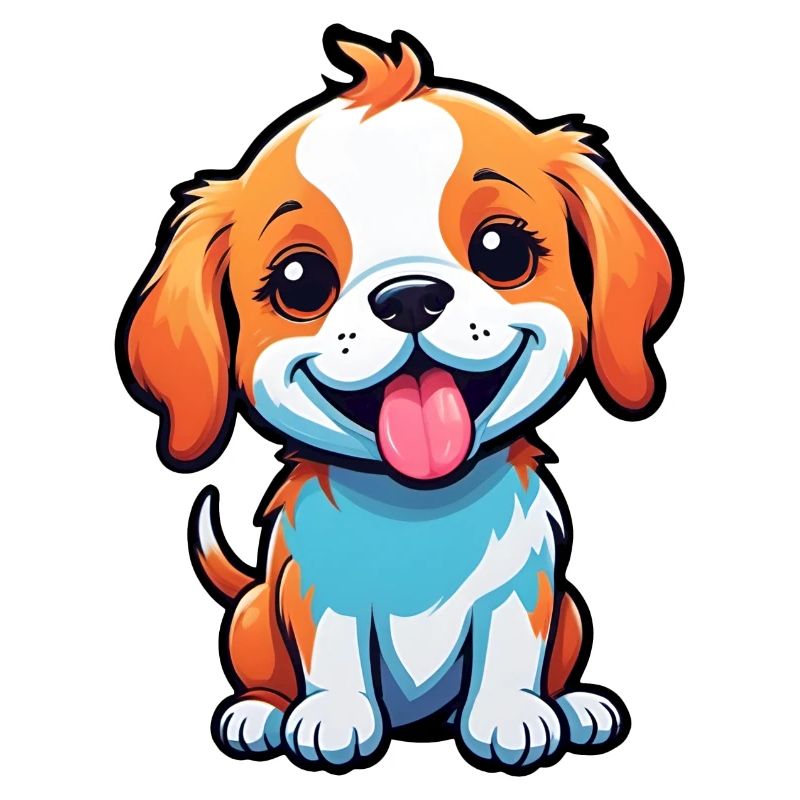 chiot de dessin animé heureux mignon