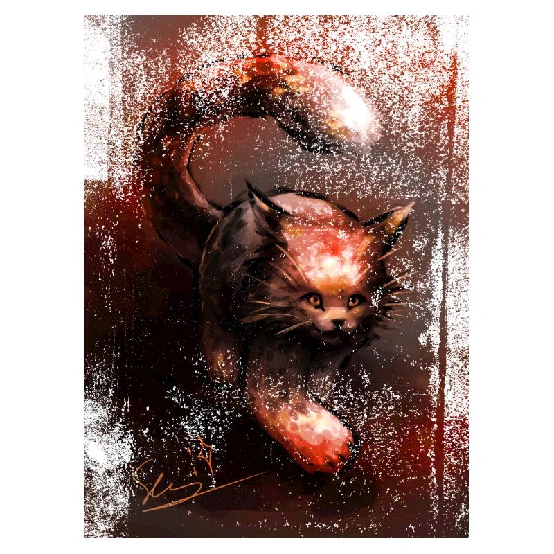 Schleichender Roter Luchs [Handgemalt]