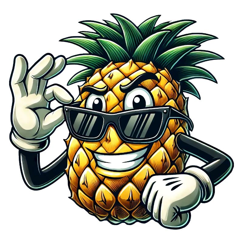 Pineapple Fruit Comic with Sunglasses
