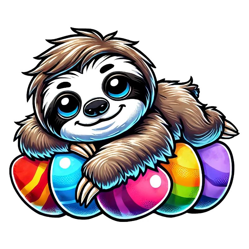 Cute Sloth Easter Easter Egg Cartoon Chilling